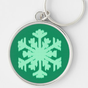 Porte-clés Flocon de neige Ikat - Vert pin et menthe