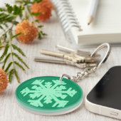 Porte-clés Flocon de neige Ikat - Vert pin et menthe (Devant droit)