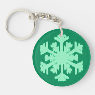 Porte-clés Flocon de neige Ikat - Vert pin et menthe