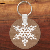 Porte-clés Flocon de neige sur Burlap Noël rustique (Recto)