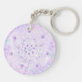 Porte-clés flocon de neige violet clair et coeur étincelant (Dos)