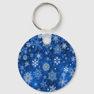 Porte-clés Flocons de Noël Bleus et Argent
