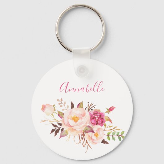 Porte-clés Floraison rose - Blanc (Recto)