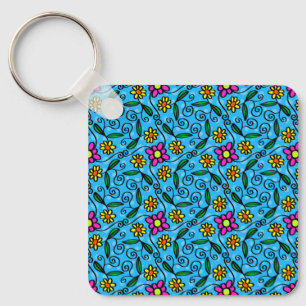 Porte-clés floral abstrait