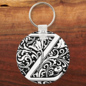 Porte-clés Floral Alphabet Monogram Letter Z  Square Sticker (Recto)