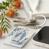 Porte-clés Floral bleu | Dame de grâce | Vierge | Dentelle (Devant droit)