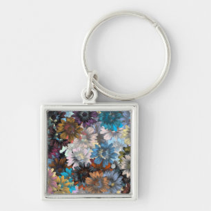 Porte-clés Floral bleu et marron