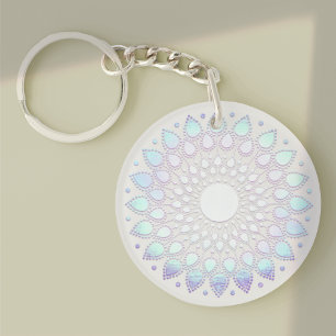 Porte-clés Floral bleu moderne Lotus Mandala
