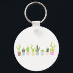 Porte-clés Floral Cactus Plantes<br><div class="desc">Illustration florale de huit cactus différents et plantes succulents.</div>