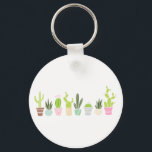 Porte-clés Floral Cactus Plantes<br><div class="desc">Illustration florale de huit cactus différents et plantes succulents.</div>