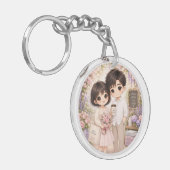 Porte-clés Floral Couple Chibi Bloom Gently (Devant gauche)