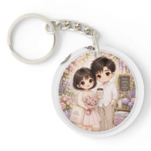 Porte-clés Floral Couple Chibi Bloom Gently
