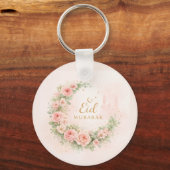 Porte-clés Floral Crescent Eid Mubarak Keychain– Soft Pink & (Recto)