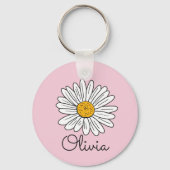 Porte-clés Floral de marguerite blanche monogramme (Recto)
