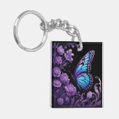 Porte-clés Floral de papillon bleu et violet (Devant gauche)