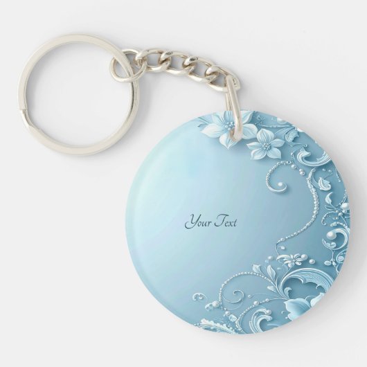 Porte-clés floral décoratif bleu (Devant)