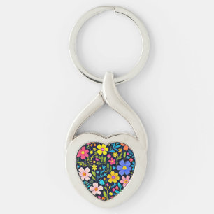 Porte-clés Floral Digital Peinture Fleurs Motif-38875