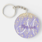 Porte-clés Floral d'or Monogram sur Lavender (Devant)