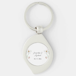 Porte-clés Floral Elegant Chic Cute Calligraphie Ajouter Nom