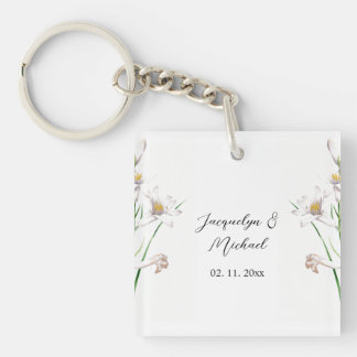 Porte-clés Floral Elegant Chic Cute Calligraphie Ajouter Nom