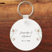 Porte-clés Floral Elegant Chic Cute Calligraphie Ajouter Nom (Recto)
