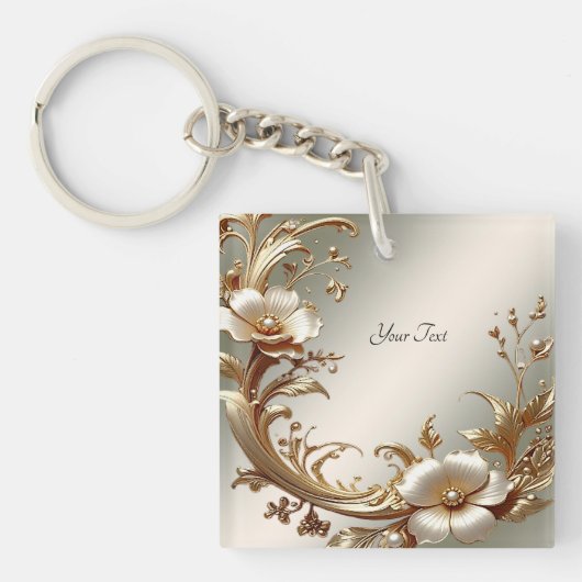 Porte-clés floral en or (Devant)