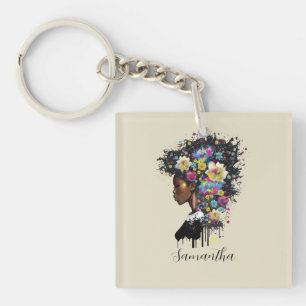 Porte-clés Floral étincelante Africaine Américaine
