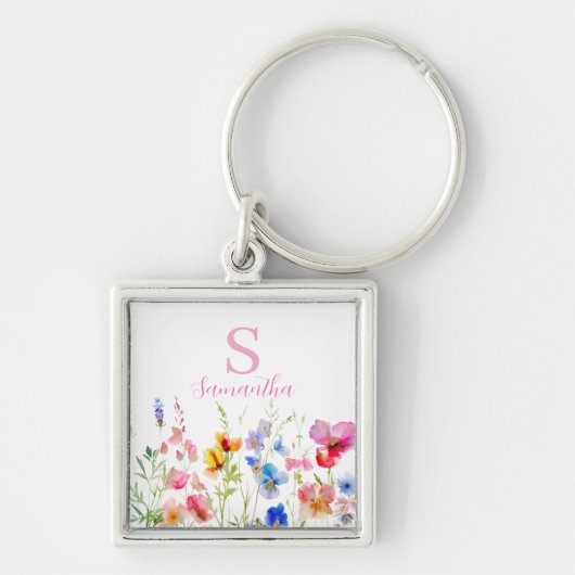 Porte-clés Floral Fleur sauvage personnalisé (Devant)