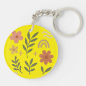 Porte-clés Floral Jaune Porte - clé ronde (Dos)