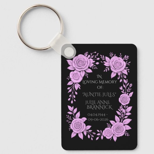 PORTE-CLÉS FLORAL LAVENDER. IN LOVING MEMORY KEEPSAKE,  (Recto)
