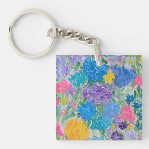 Porte-clés Floral Majesté Acrylique Carré Porte - clé