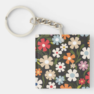Porte-clés Floral Multicolor Jouer sur Arrière - plan noir