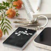 Porte-clés floral noir et blanc minimal (Devant droit)