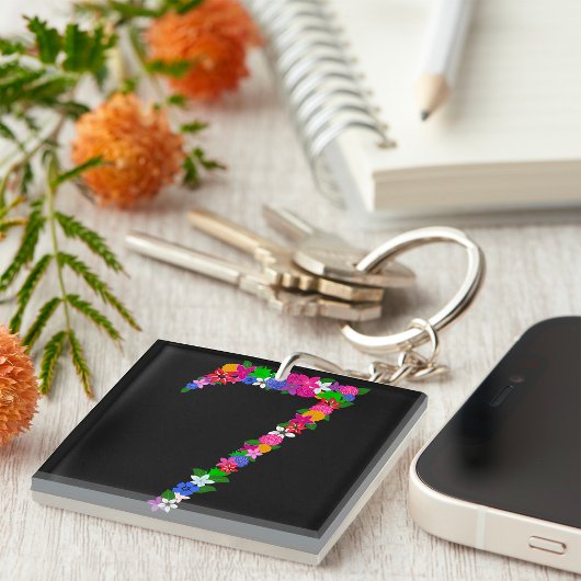 Porte-clés Floral numéro sept Porte - clé