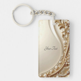 Porte-clés floral orné élégant en or