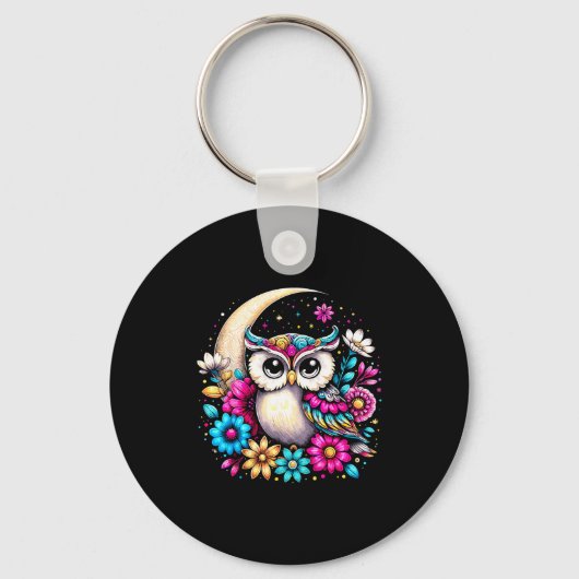 Porte-clés Floral Owl And Moon  (Recto)