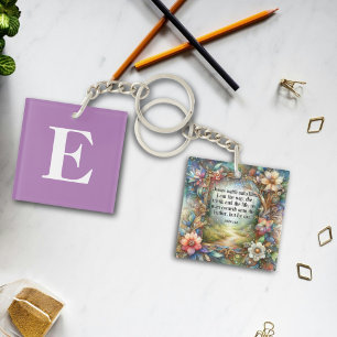 Porte-clés Floral Personnalisé Monogramme Inspiration Christi