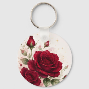Porte-clés floral romantique Notes d'amour Rose ro