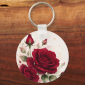 Porte-clés floral romantique Notes d'amour Rose ro (Recto)