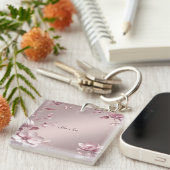 Porte-clés floral rose délicat (Devant Droit)