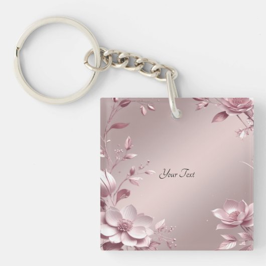 Porte-clés floral rose délicat (Devant)