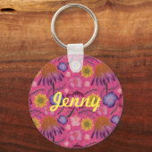 Porte-clés Floral rose fleur sauvage personnalisé (Recto)