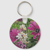 Porte-clés Floral/rose, vert et blanc (Verso)