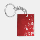 Porte-clés Floral rouge et blanc moderne (Devant gauche)