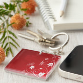 Porte-clés Floral rouge et blanc moderne (Devant Droit)