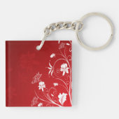 Porte-clés Floral rouge et blanc moderne (Dos)