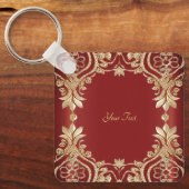 Porte-clés floral rouge or moderne (Recto)