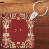 Porte-clés floral rouge or moderne (Verso)