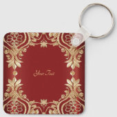 Porte-clés floral rouge or moderne (Dos)
