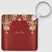 Porte-clés floral rouge or moderne (Dos)